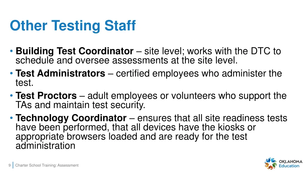 other testing staff