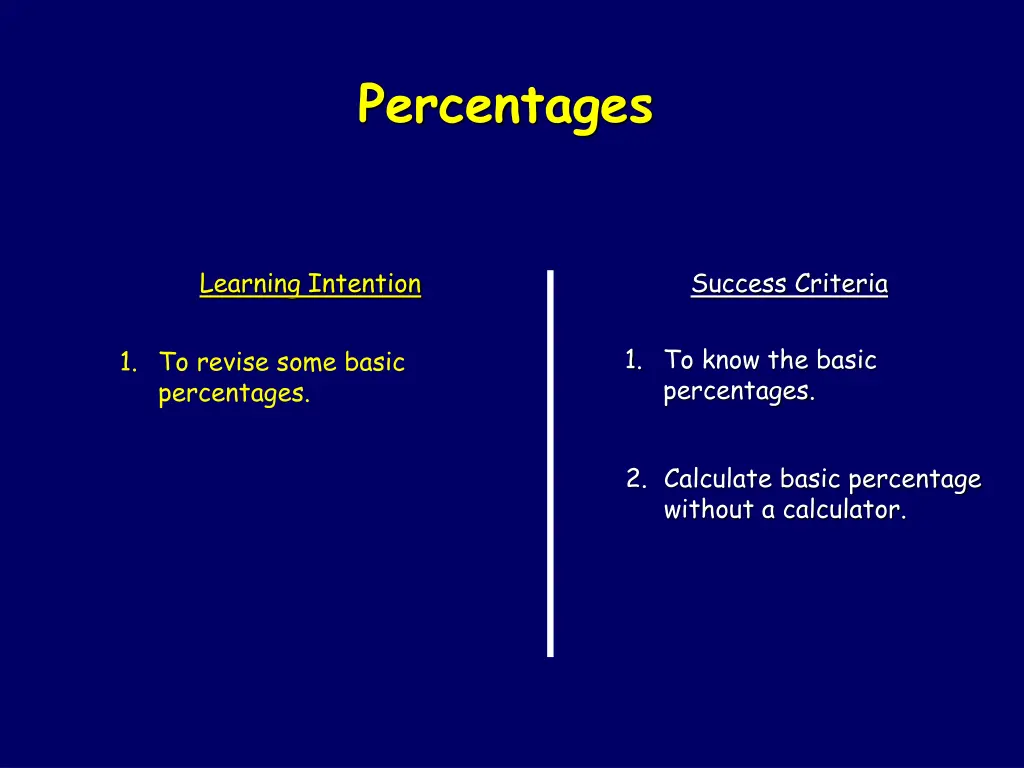 percentages
