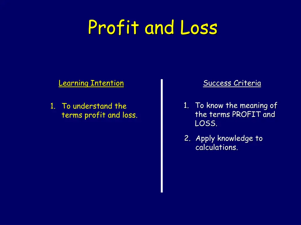 profit and loss