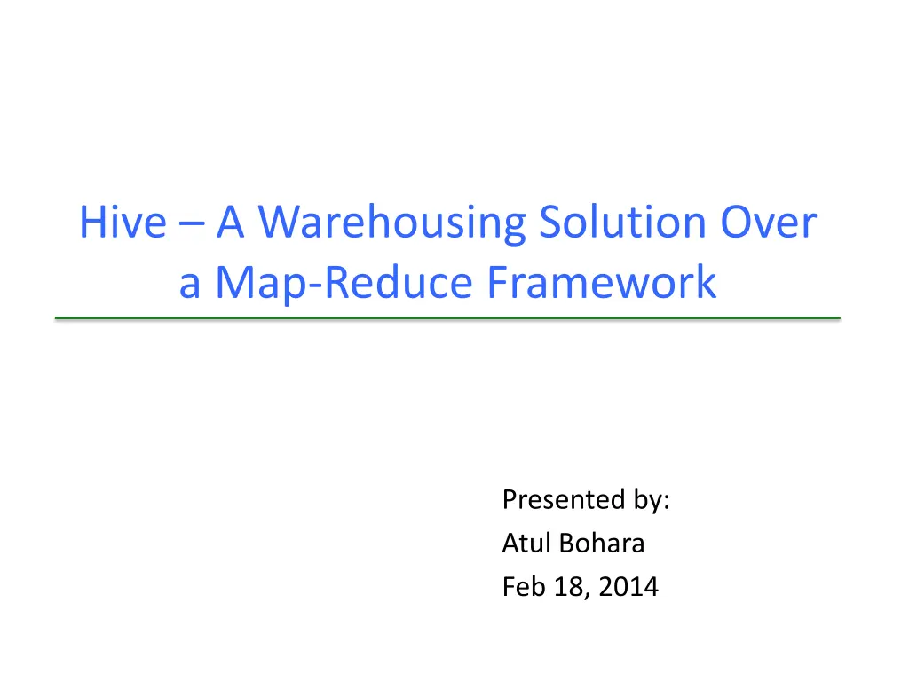hive a warehousing solution over a map reduce