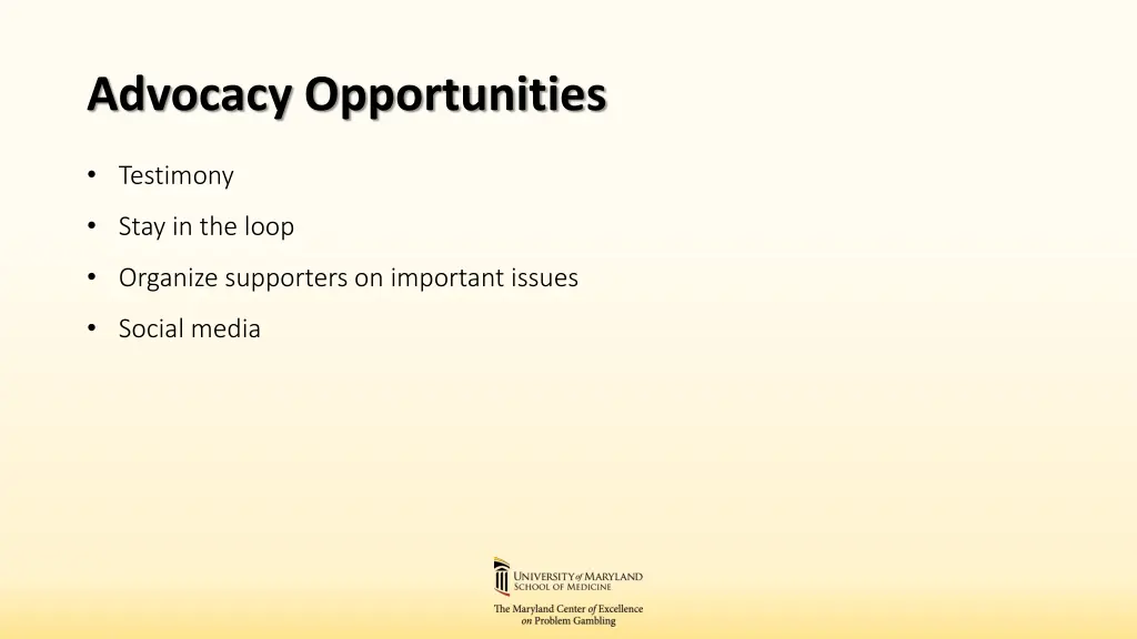 advocacy opportunities