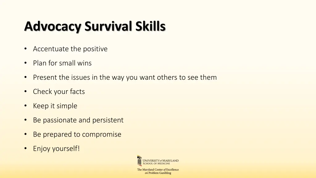 advocacy survival skills