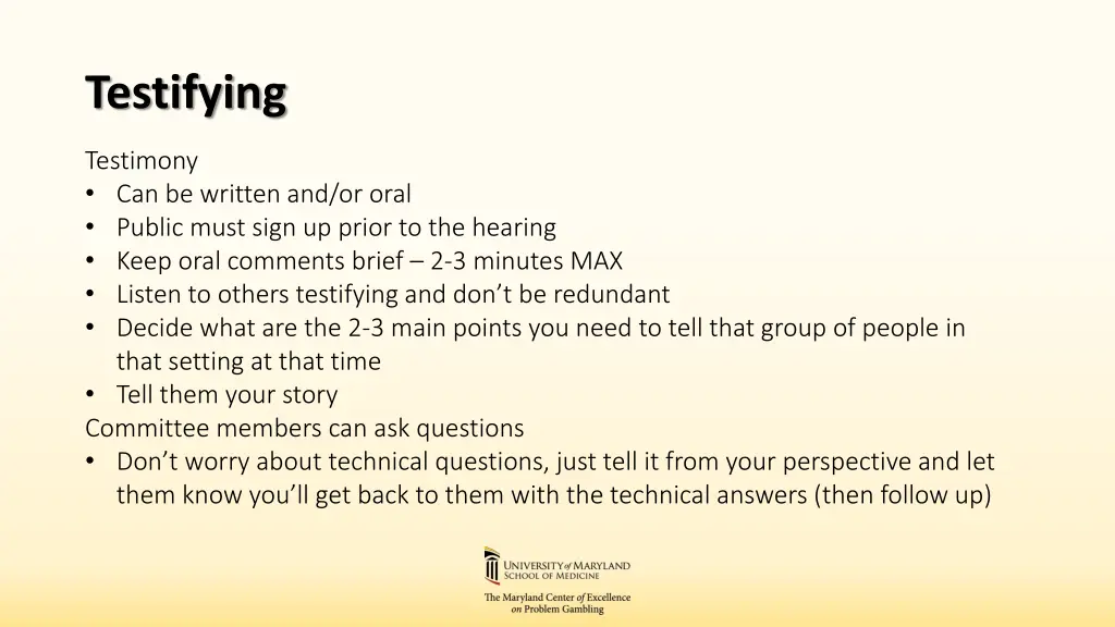 testifying
