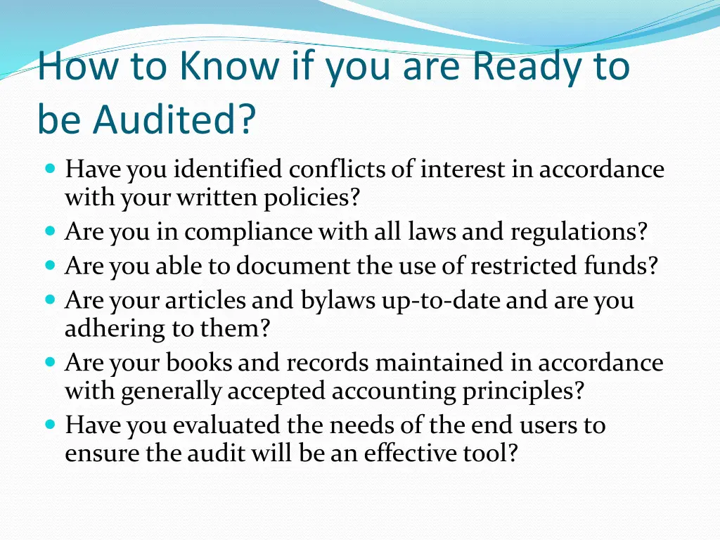 how to know if you are ready to be audited have