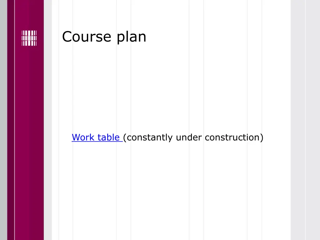course plan
