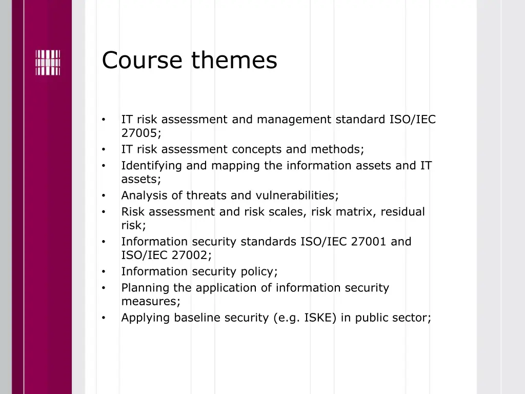 course themes