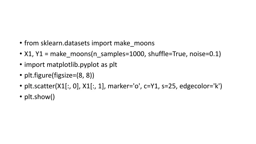 from sklearn datasets import make moons