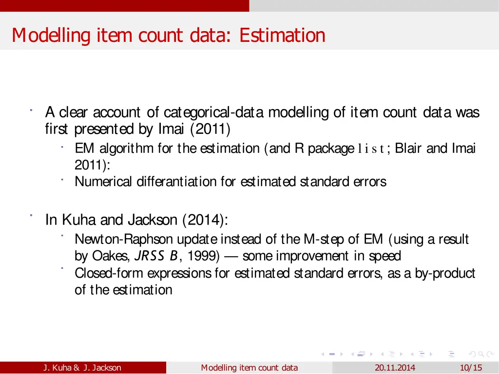 modelling item count data estimation
