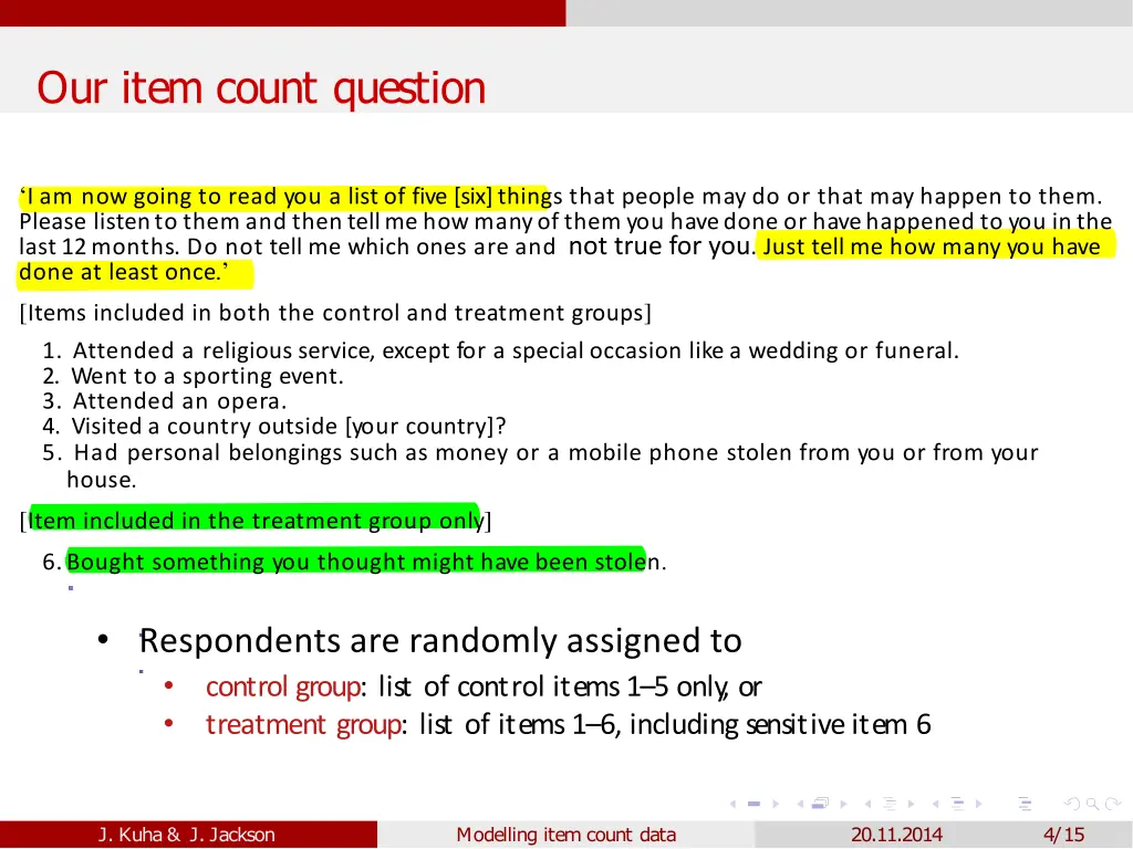 our item count question