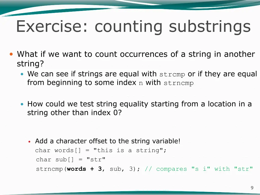 exercise counting substrings