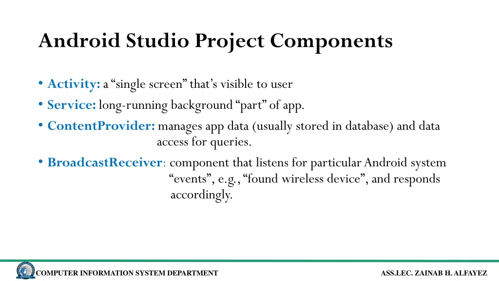 android studio project components