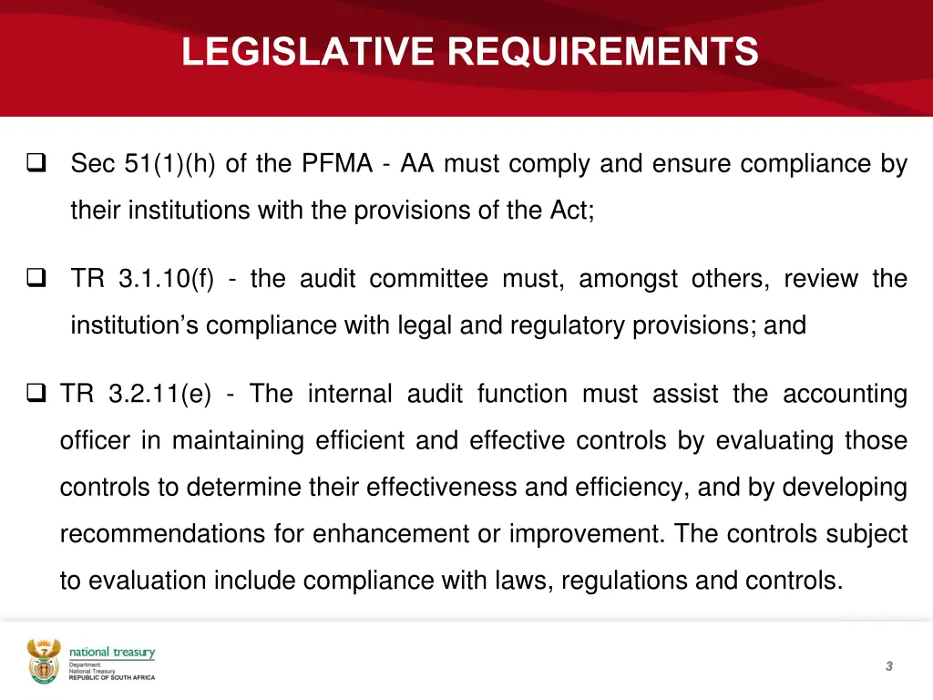 legislative requirements
