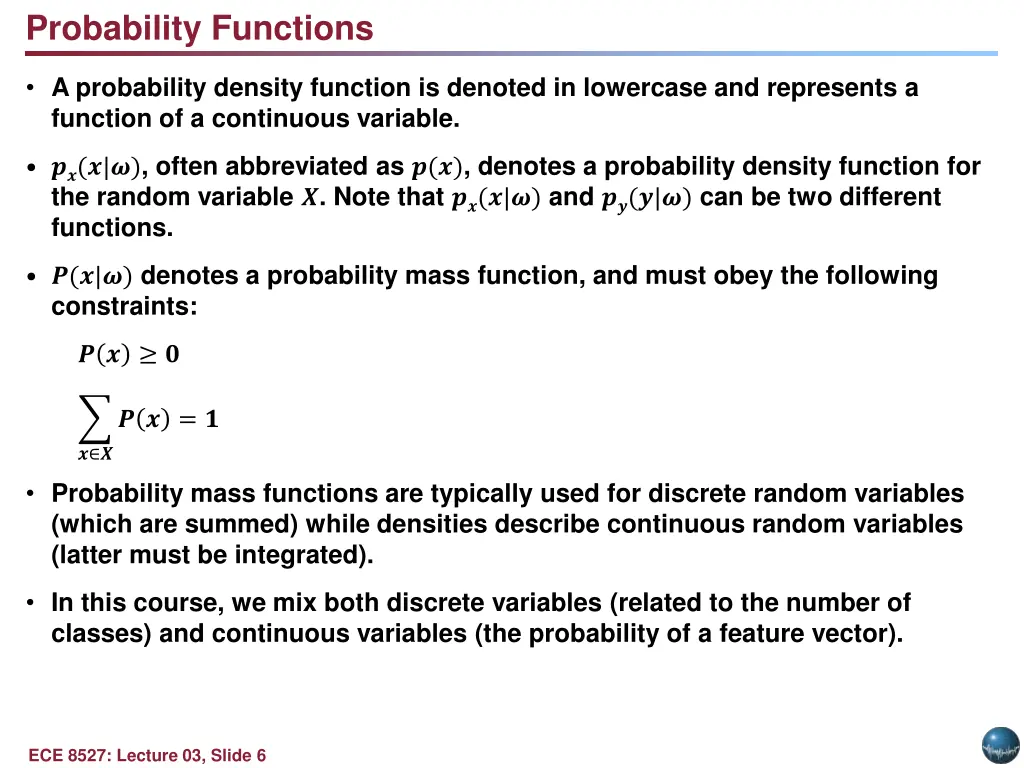 probability functions