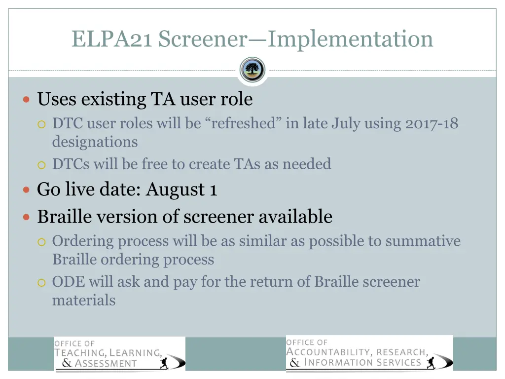 elpa21 screener implementation