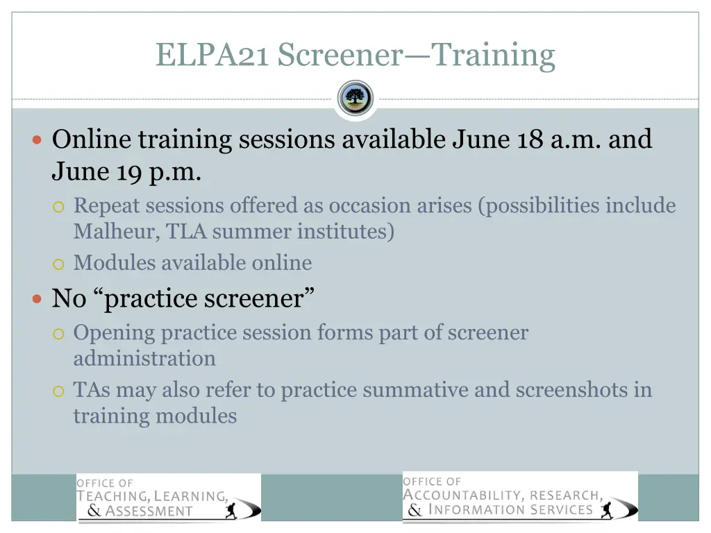 elpa21 screener training