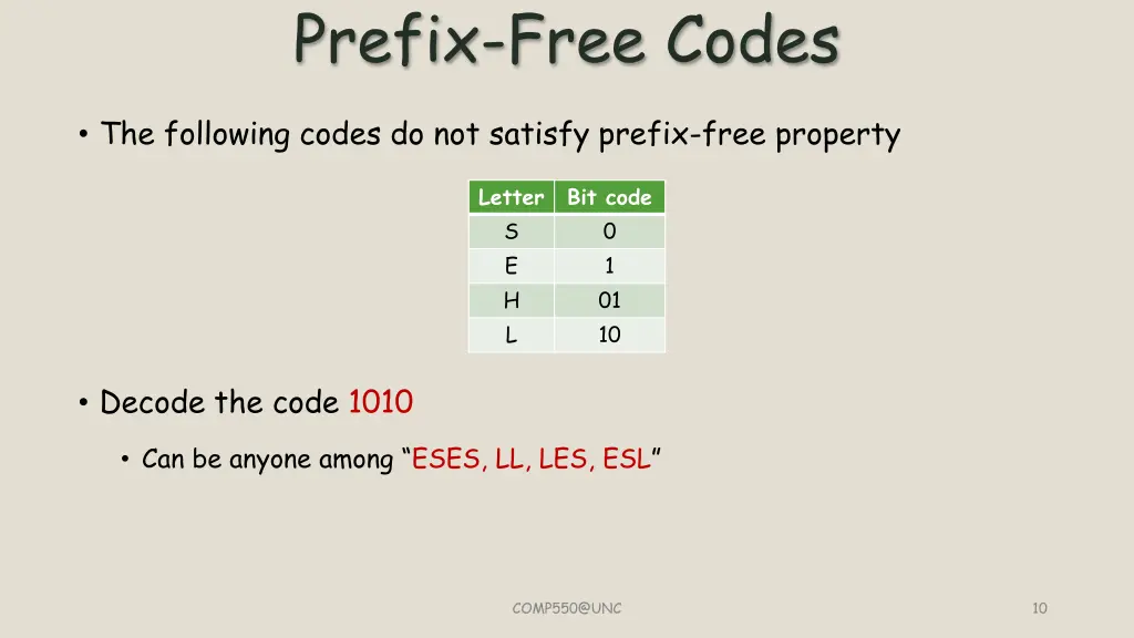 prefix free codes 1