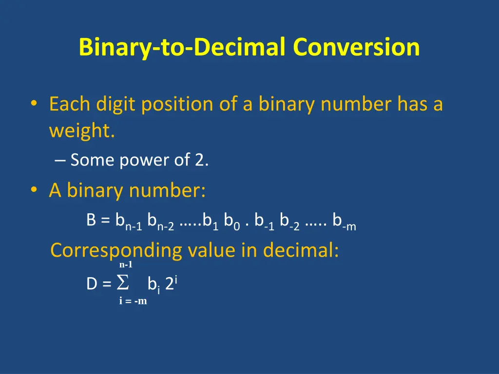 binary to decimal conversion