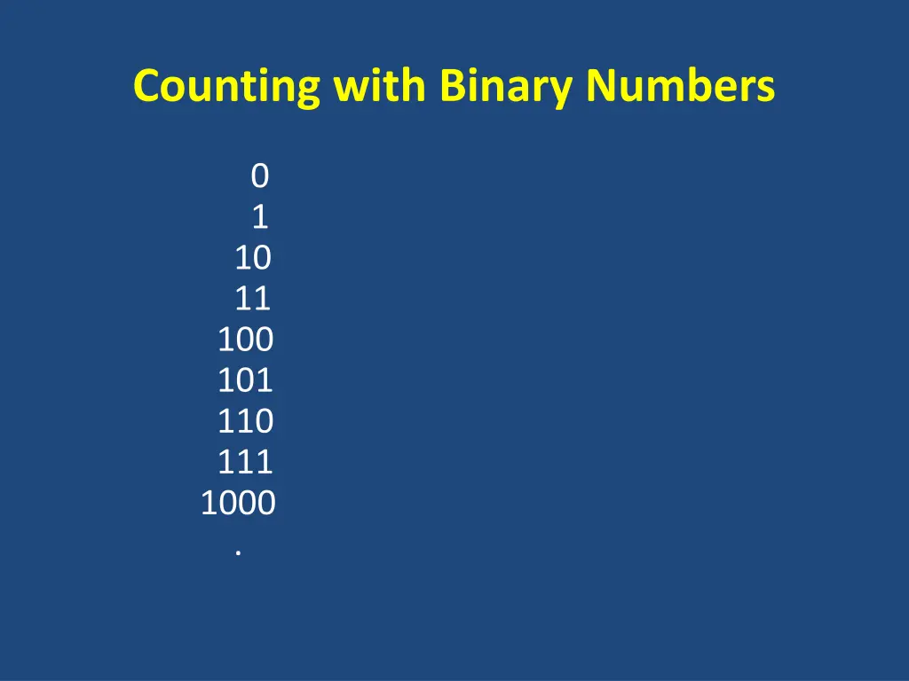 counting with binary numbers