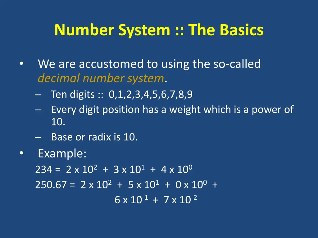 number system the basics