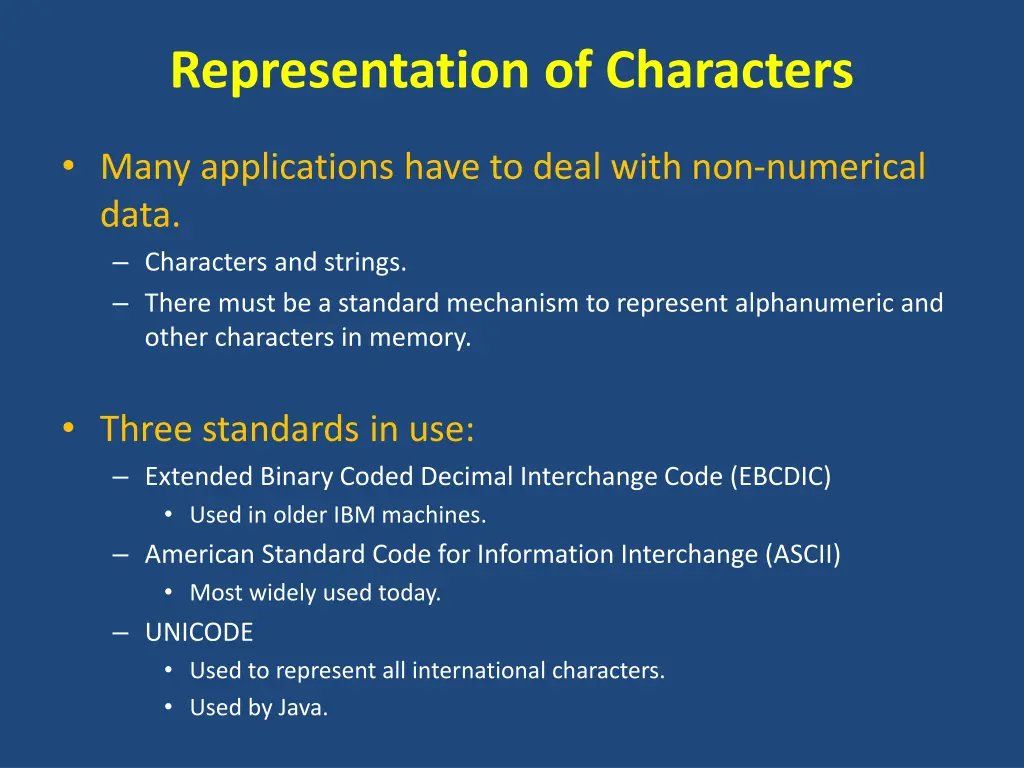 representation of characters