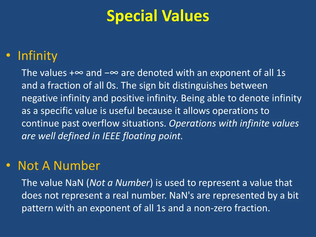 special values 1