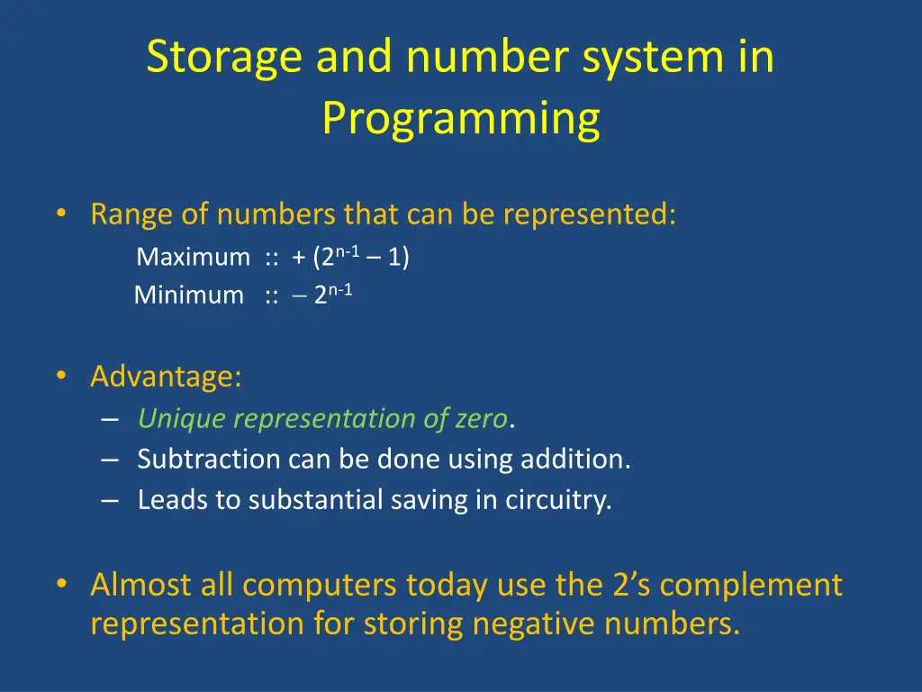 storage and number system in programming 1