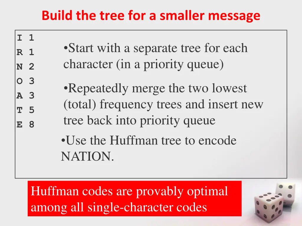 build the tree for a smaller message