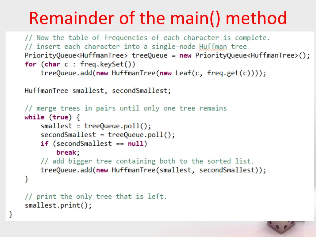 remainder of the main method