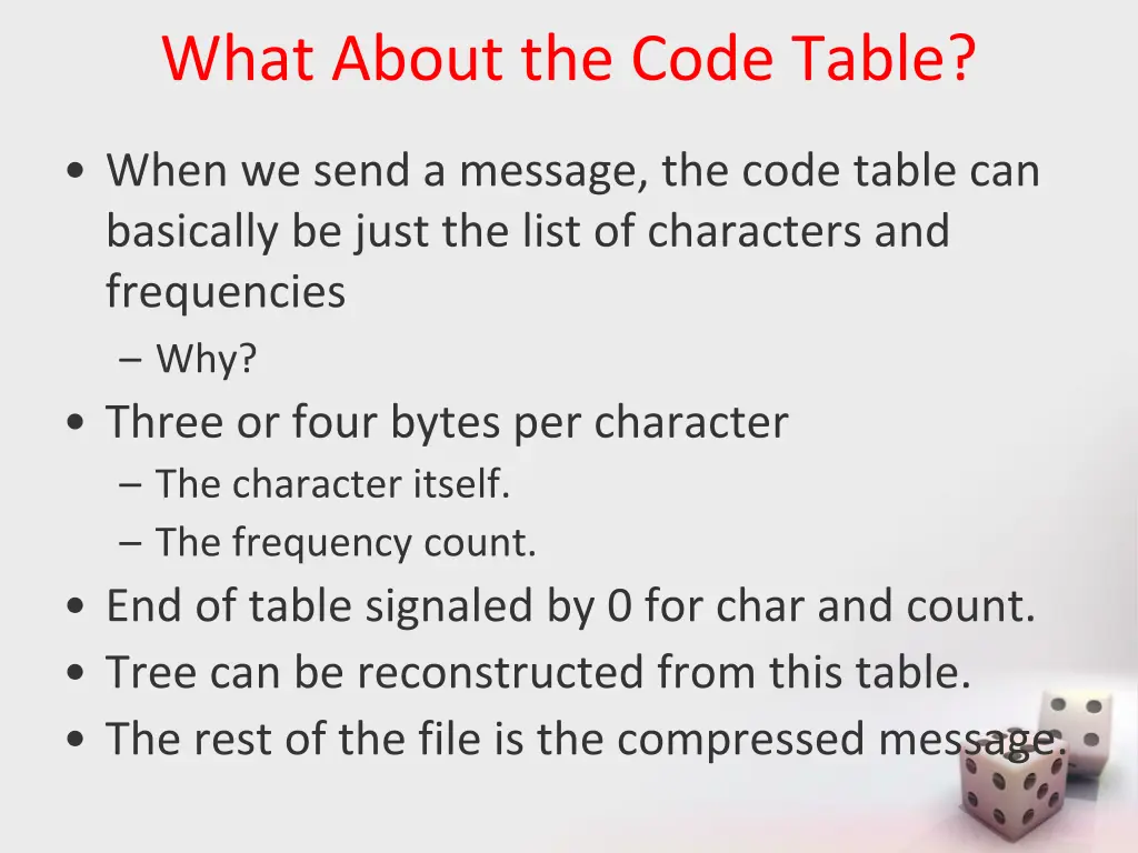 what about the code table