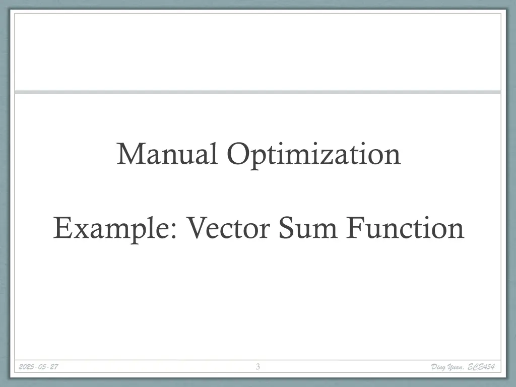 manual optimization
