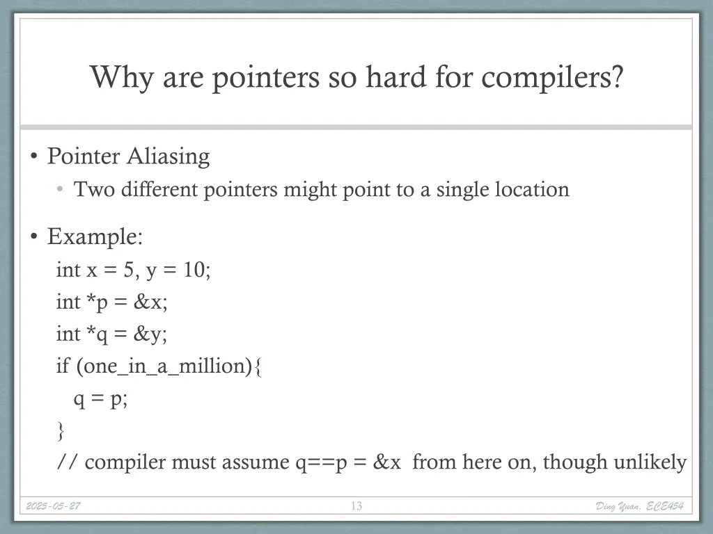 why are pointers so hard for compilers