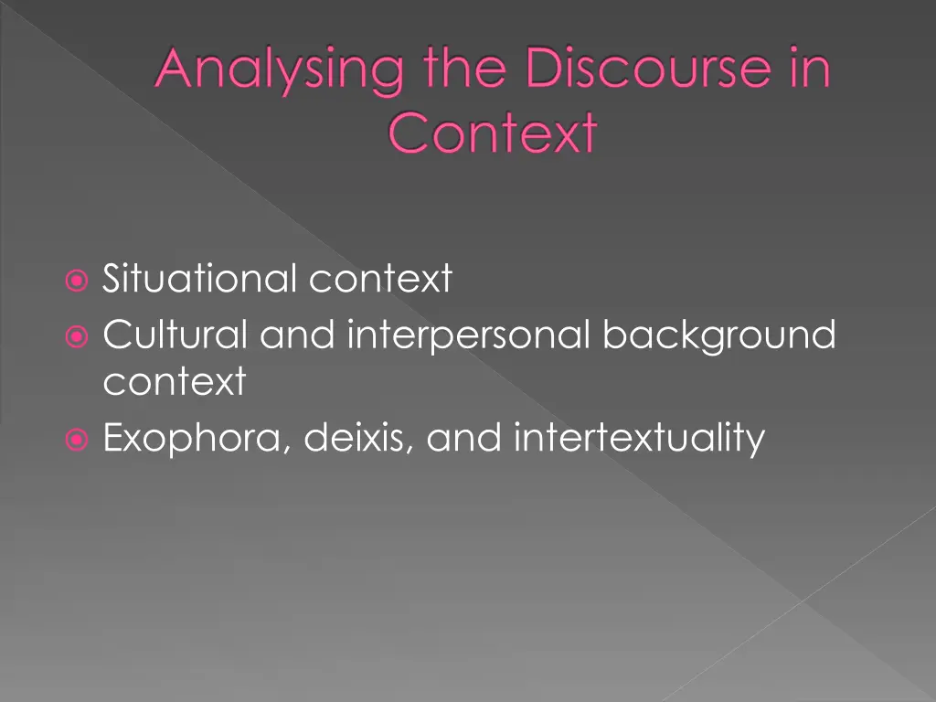 analysing the discourse in context