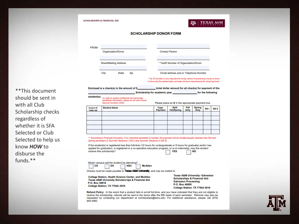 this document should be sent in with all club