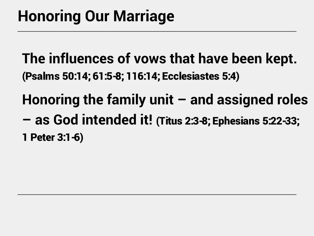 honoring our marriage
