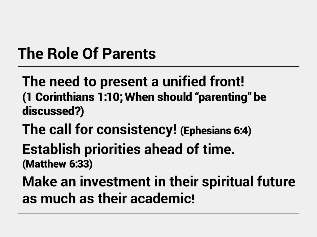 the role of parents