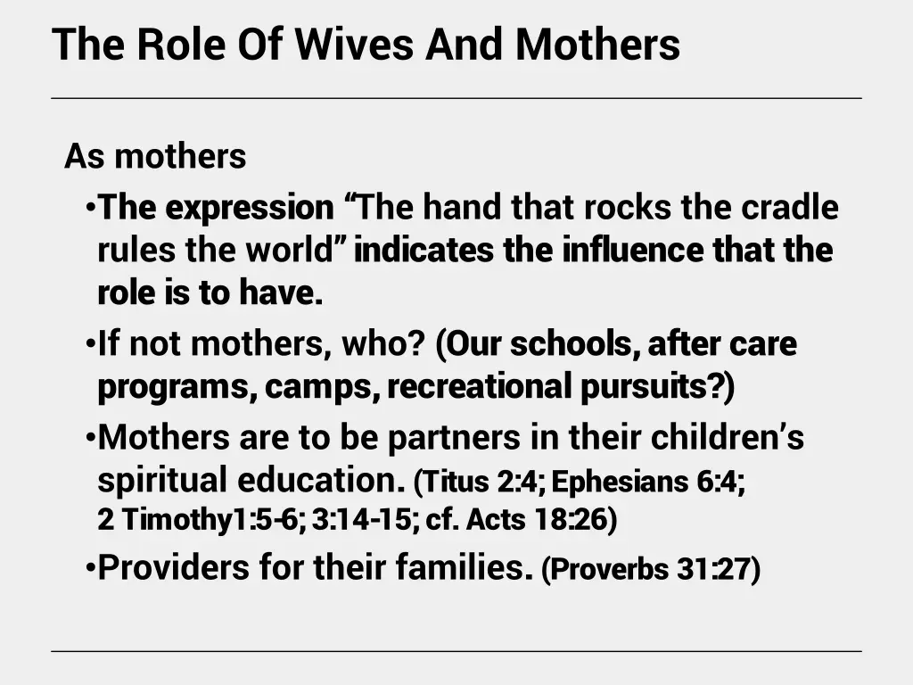 the role of wives and mothers