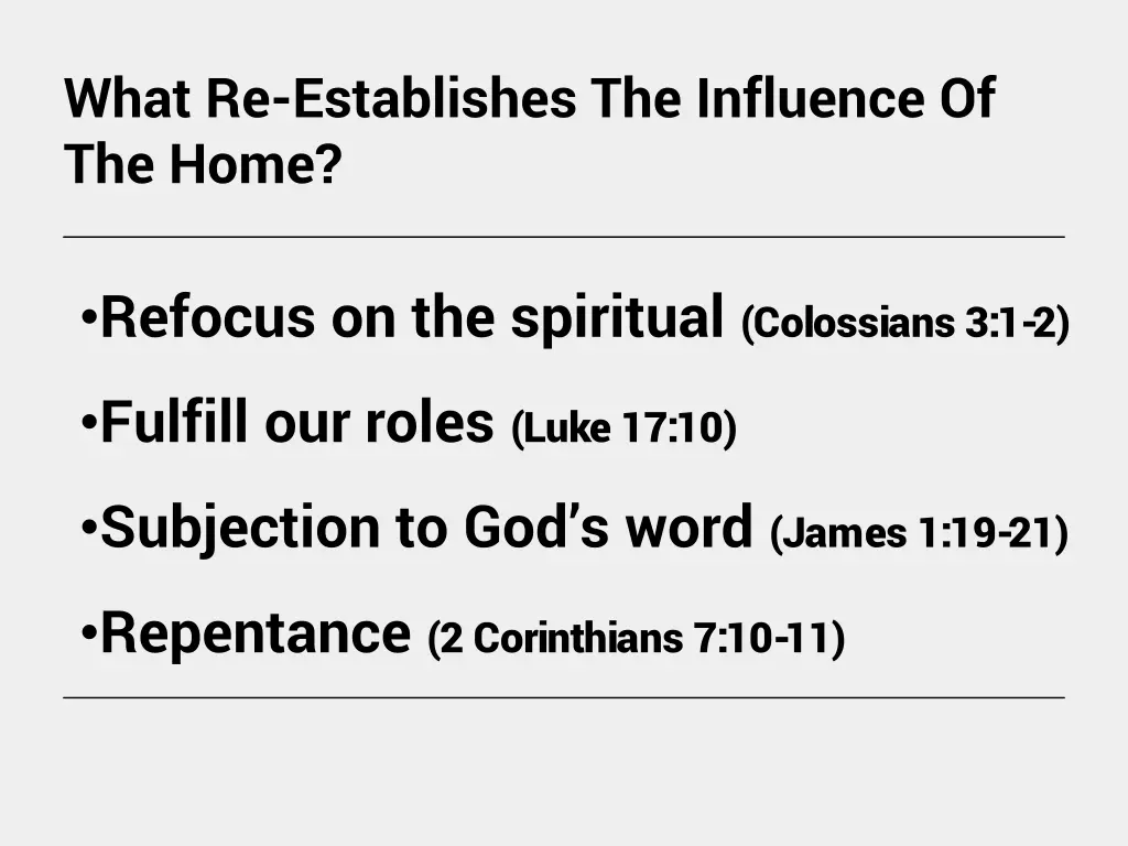 what re establishes the influence of the home