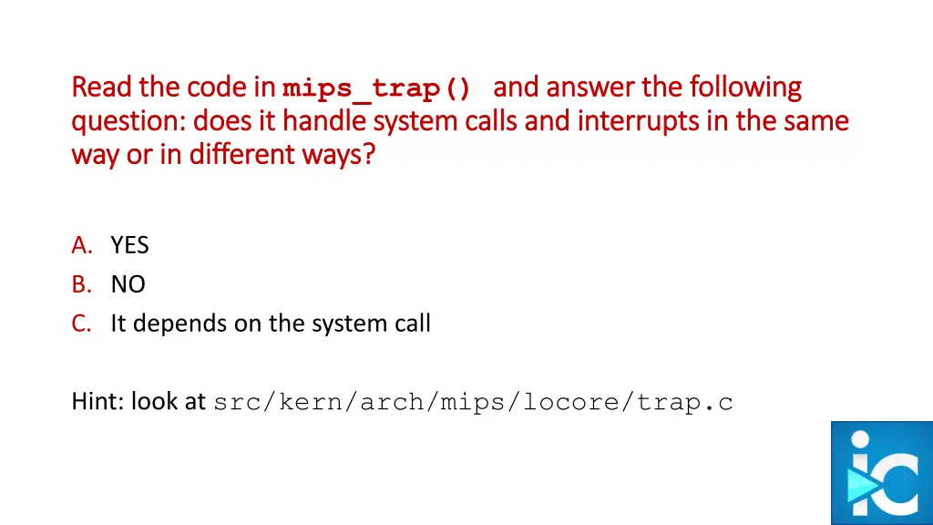 read the code in read the code in mips trap