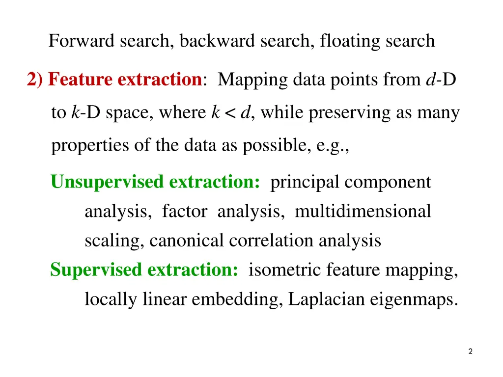 forward search backward search floating search