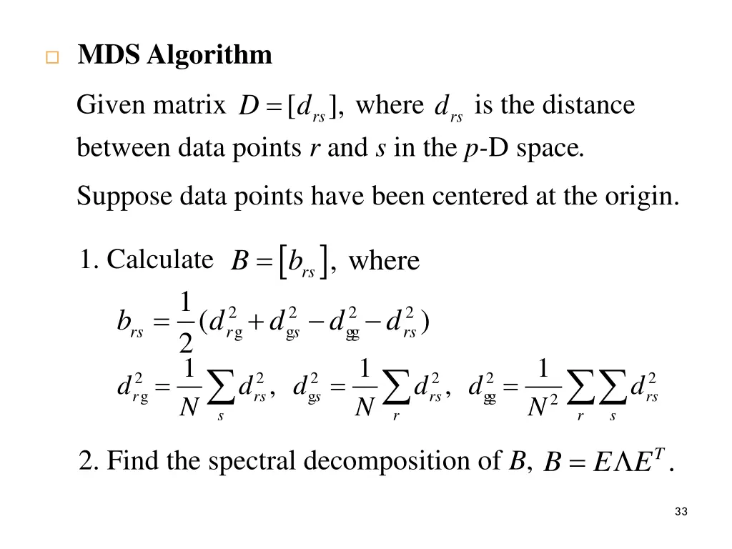 mds algorithm