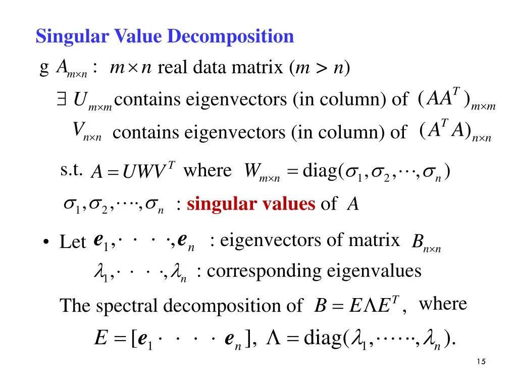singular value decomposition m n a g real data
