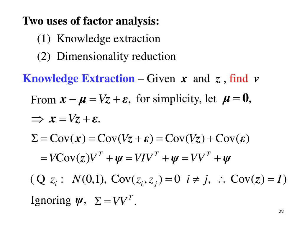 two uses of factor analysis 1 knowledge