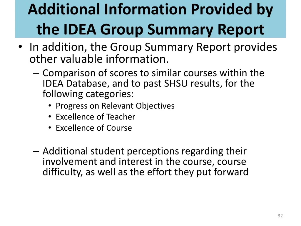 additional information provided by the idea group