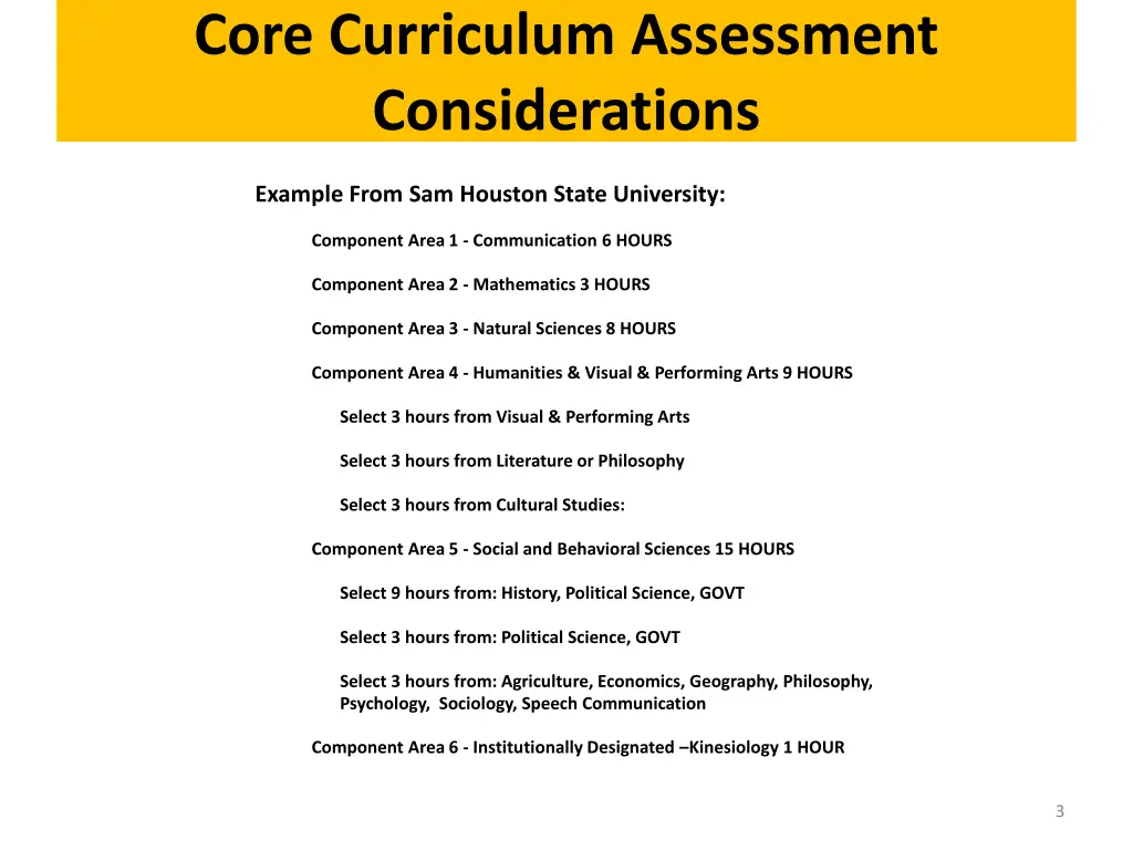 core curriculum assessment considerations