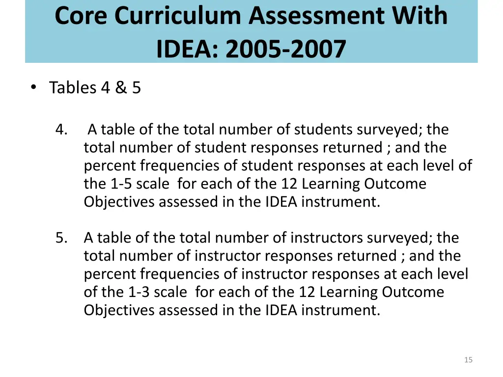 core curriculum assessment with idea 2005 2007 1