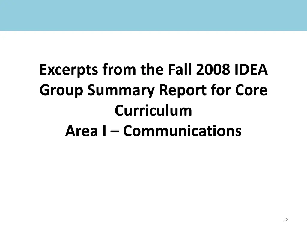 excerpts from the fall 2008 idea group summary