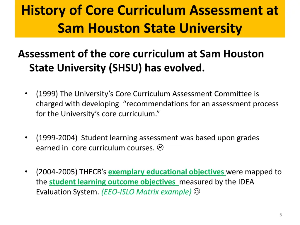 history of core curriculum assessment