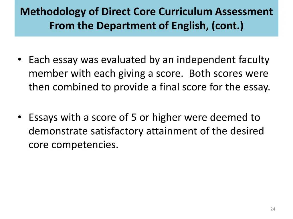 methodology of direct core curriculum assessment 1