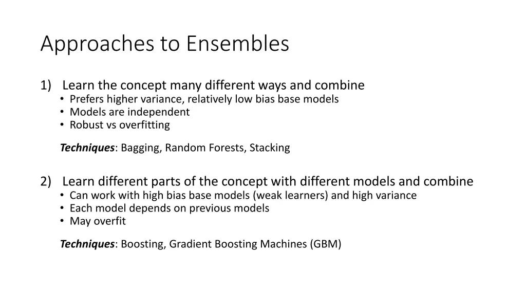 approaches to ensembles