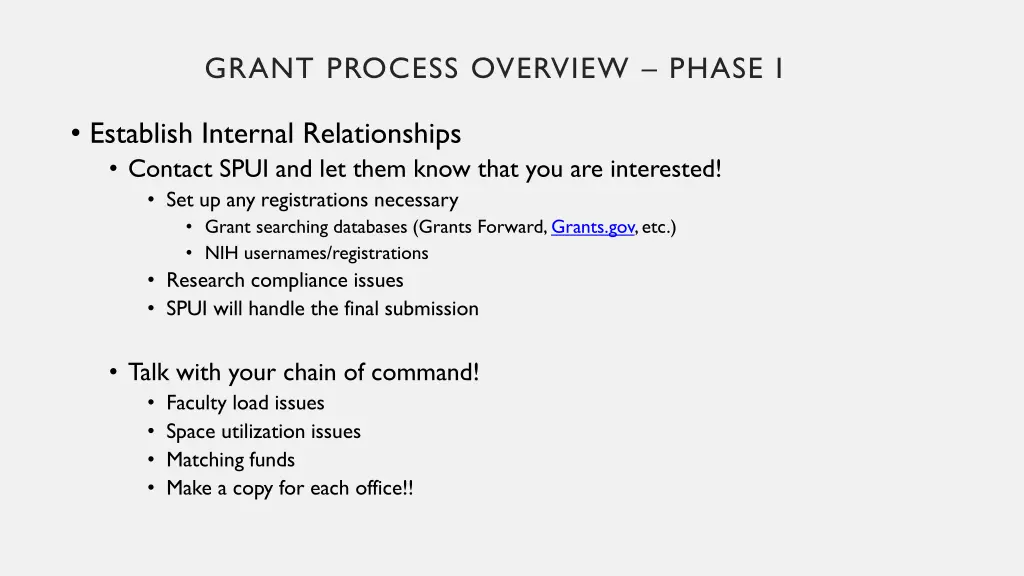 grant process overview phase i